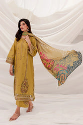 BATIK - 3PC LAWN EMBROIDERED SHIRT WITH MANAAR PRINTED DUPATTA & TROUSER - HZG1244